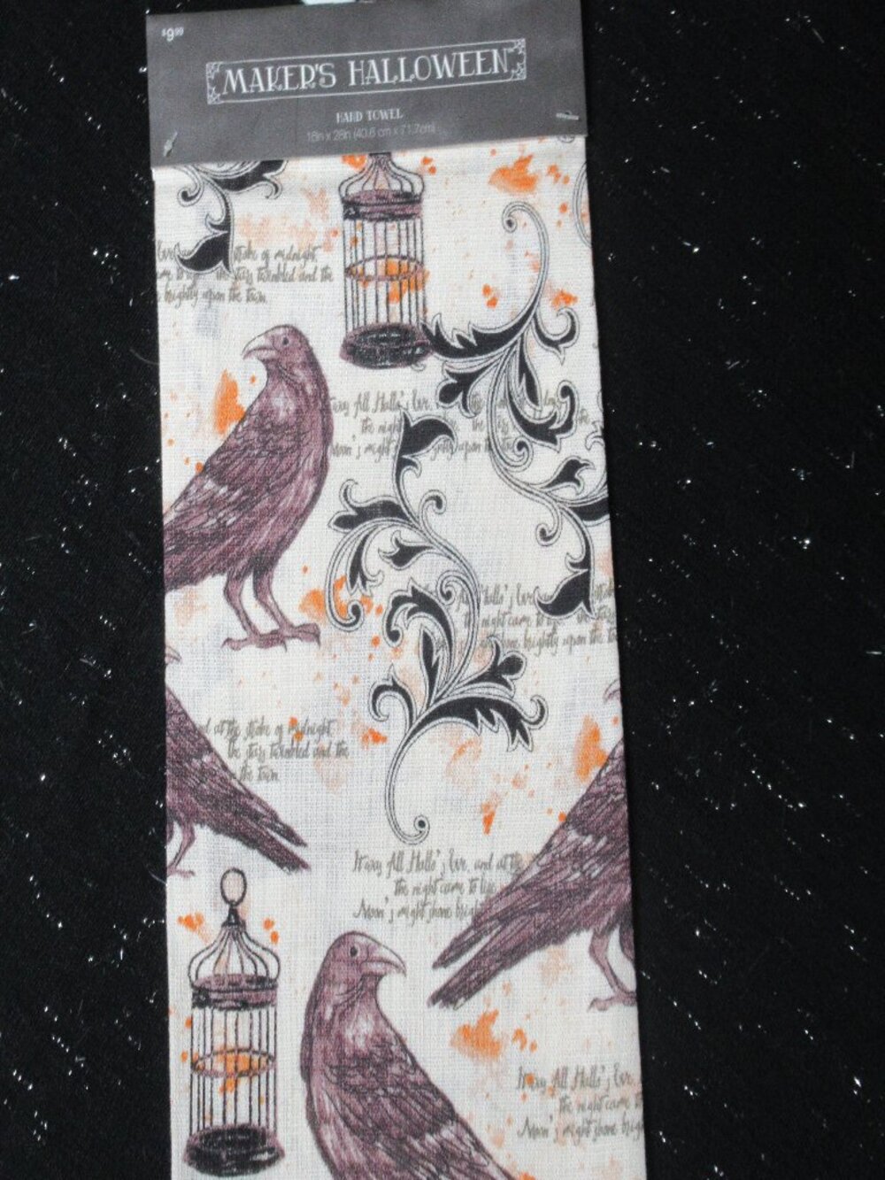 Fringed Crow Raven Vintage-Look Kitchen Towel